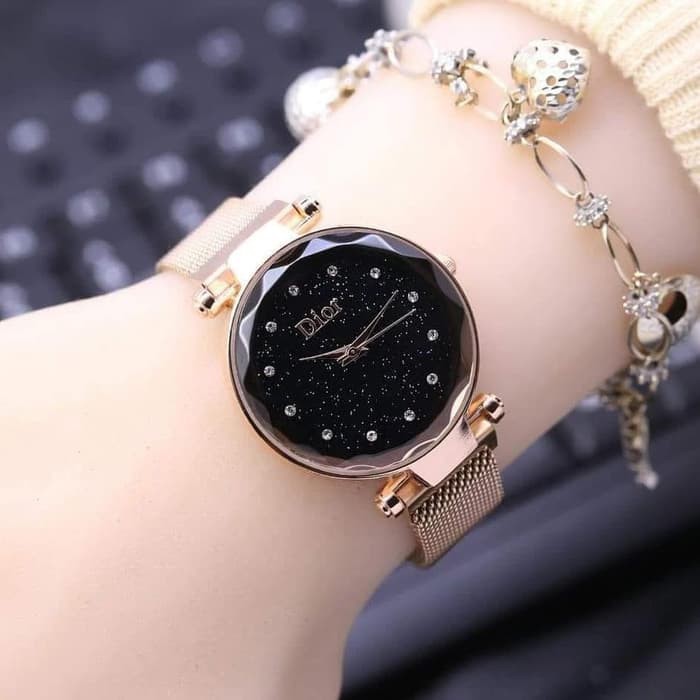 [WBS] FREE BATERAI CADANGAN JAM TANGAN WANITA MURAH DIOR RANTAI MAGNET DIAMOND PREMIUM / DR008