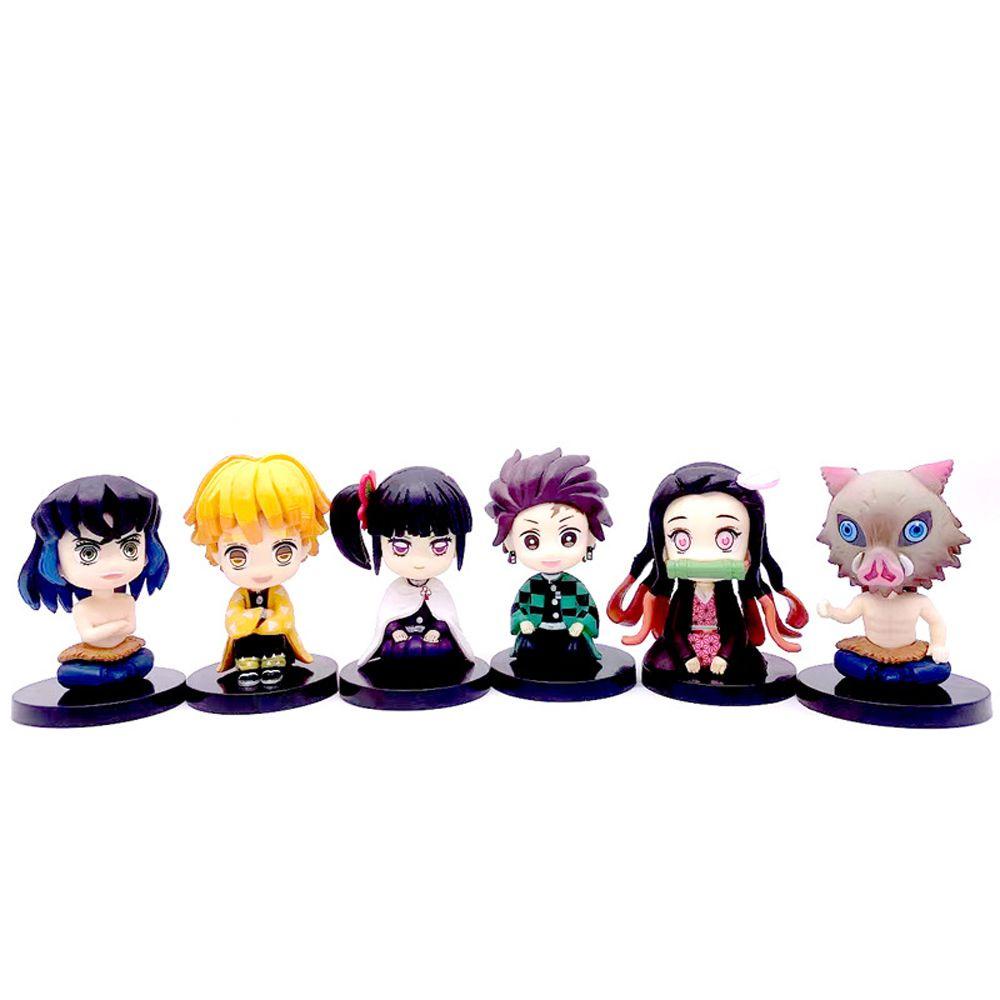 Lanfy Demon Slayer Action Figure Mainan Kawaii Dekorasi Moldel Ornamen Kartun Anak Hadiah Anime Figure