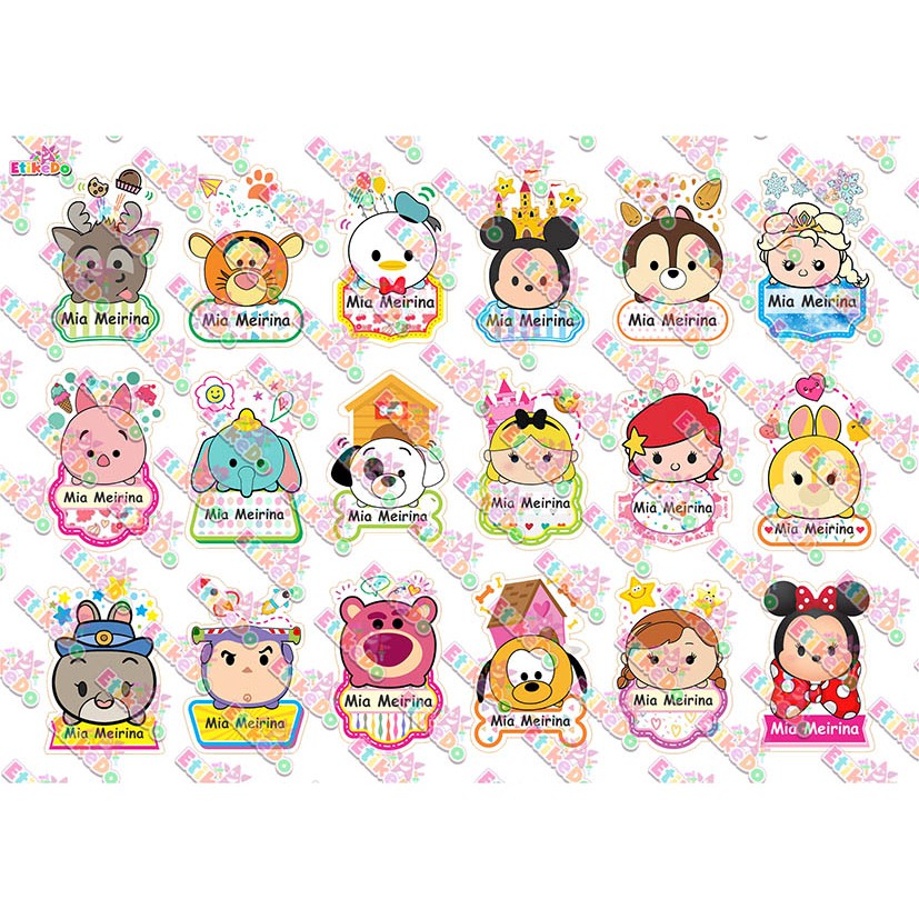 

LABEL NAMA TSUM TSUM 72 STIKER - ANTI AIR/ROBEK/LUNTUR -4 Nama TS1M4