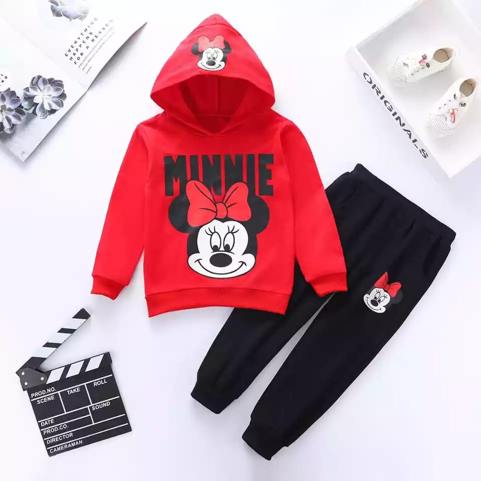 SETELAN ANAK HOODIE MINNI 0-7 TAHUN TERKINI-MINNI MERAH