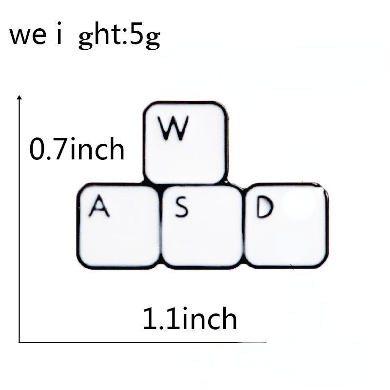 Bros Pin Enamel Bentuk Keyboard Komputer WASD Untuk Hadiah