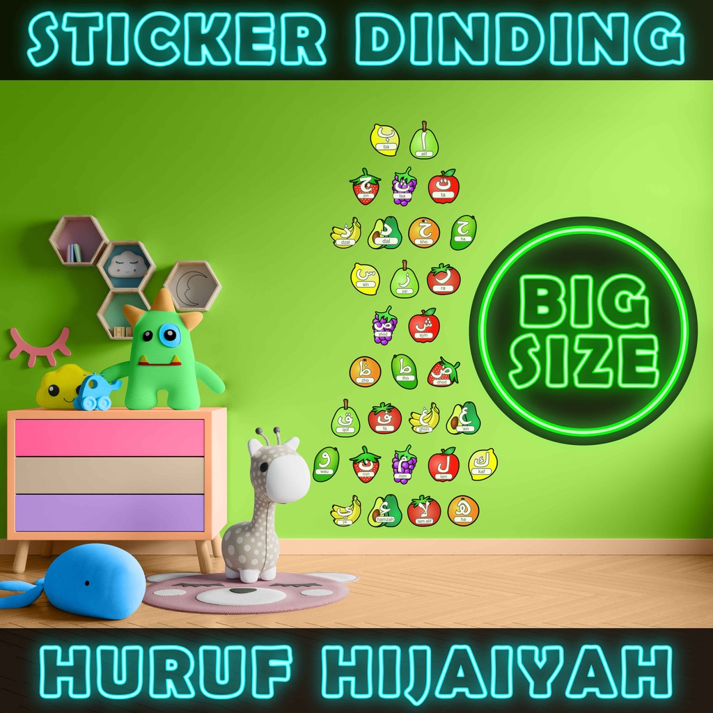 Wallsticker Huruf Hijaiyah Sticker Dinding Edukasi Anak Big Size