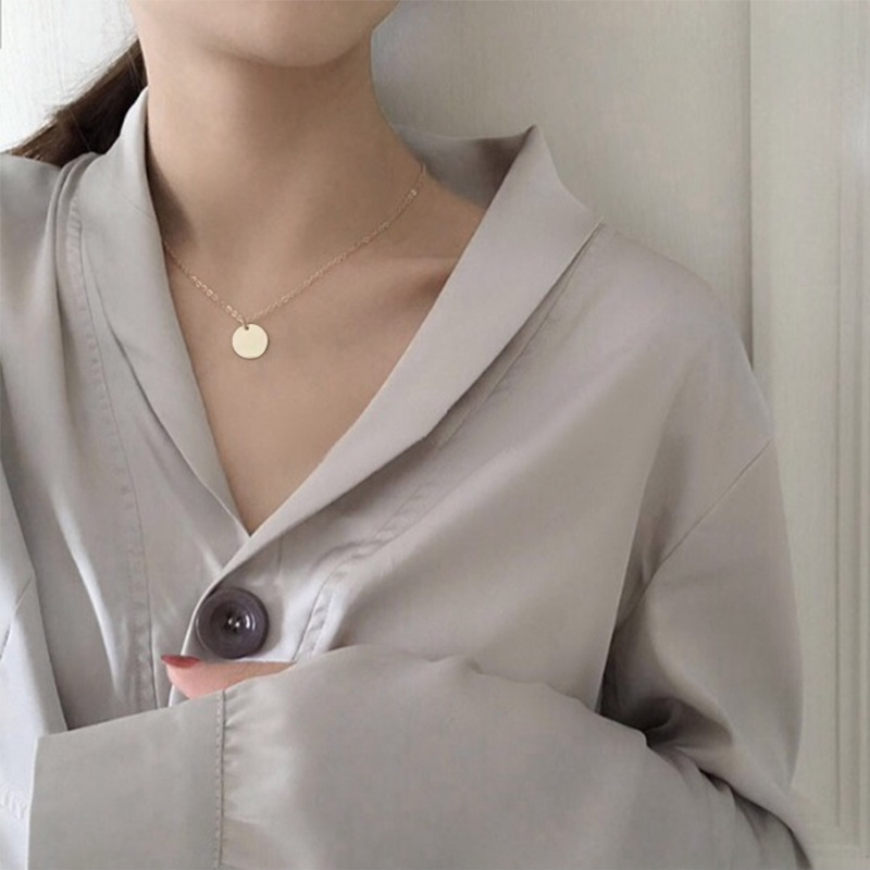 Roselife Korean chic simple necklace minimalist gold/silver office lady daily link chain