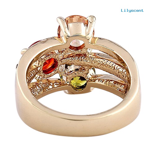 Ls Cincin Lapis Emas 9K Dengan Kristal Kubik Zirconia Mewah Untuk Wanita / Pesta Cocktail