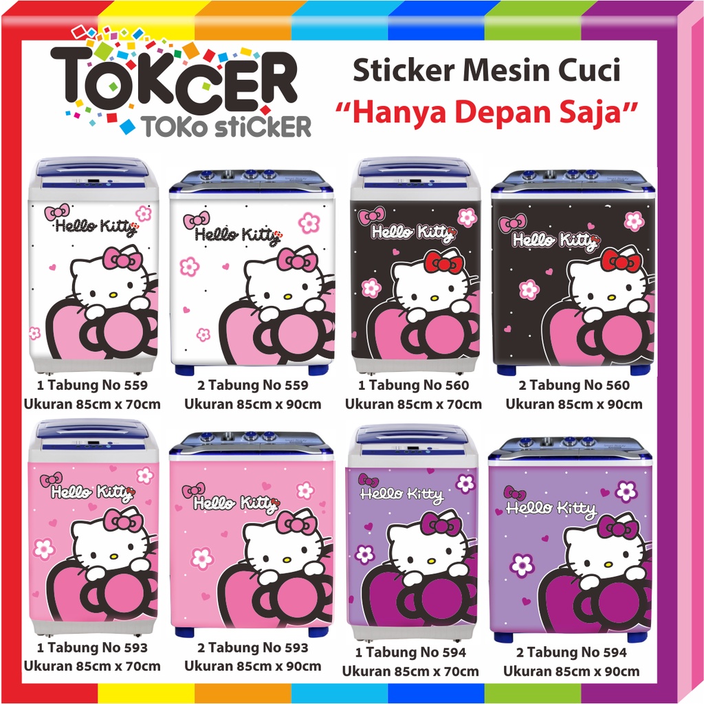 Stiker Mesin Cuci 1 Tabung atau 2 Tabung MOTIF Hello Kitty