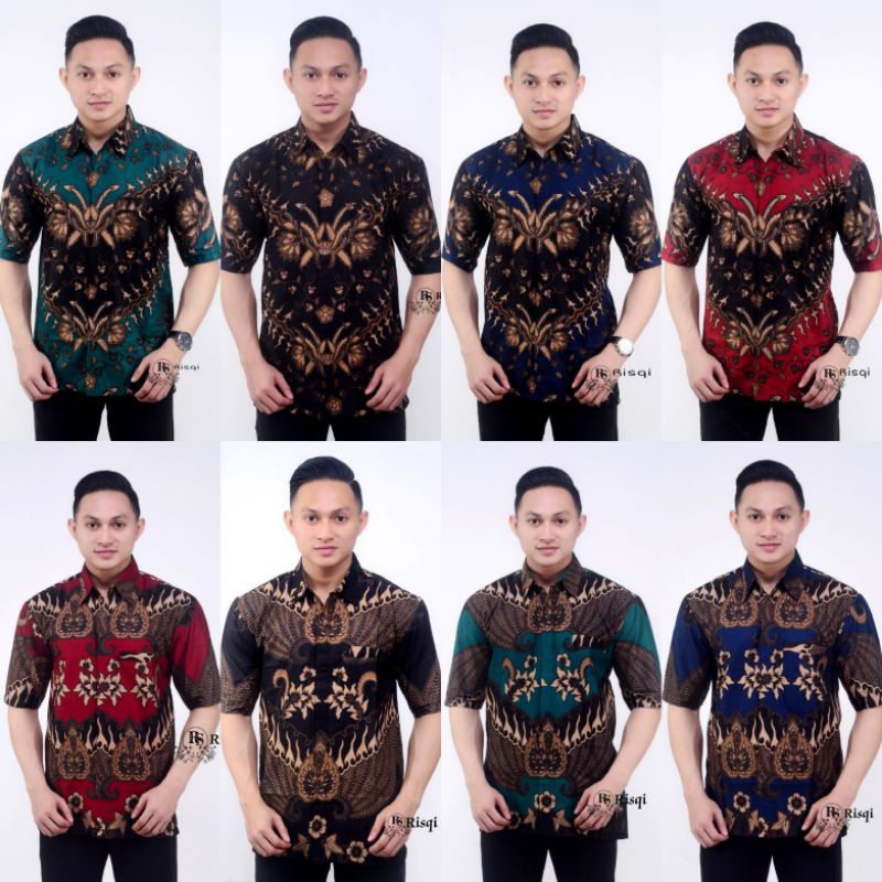 Baju batik lengan pendek batik pria size m l xl xxl