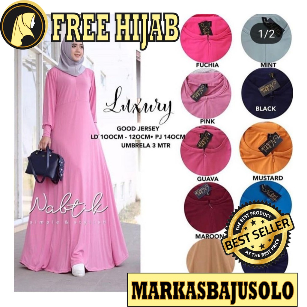 LUXURY GAMIS JERSEY PREMIUM BUSUI RESLETING DEPAN / GAMIS SYARI MURAH BRUKAT PLISKET BROKAT JUMBO