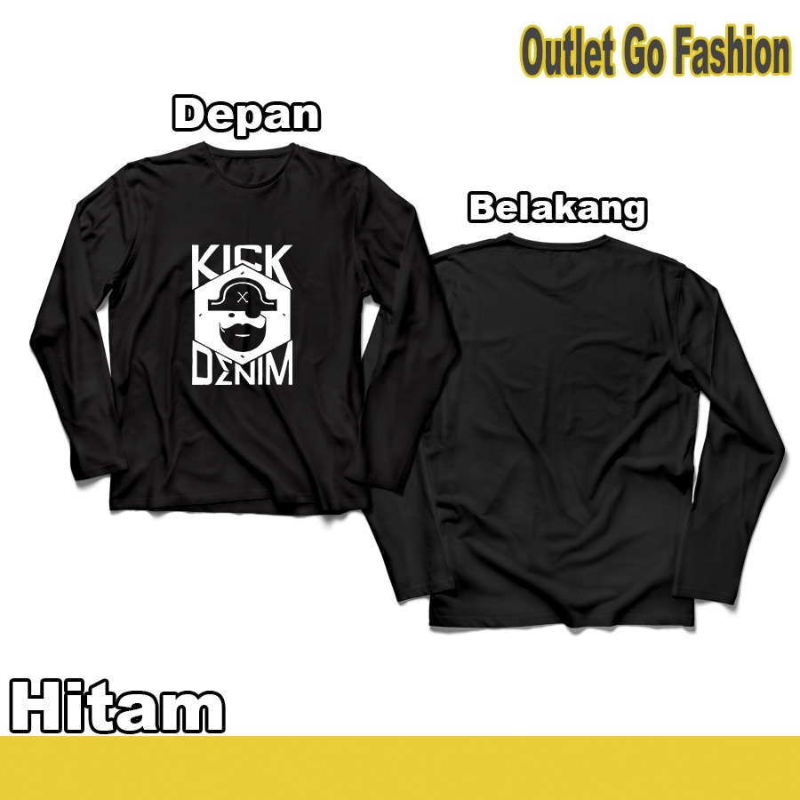 Kaos T Shirt Baju Combed 30s Distro Kick Denim Unisex Cewek Cowok Dewasa Lengan Panjang Terbaru