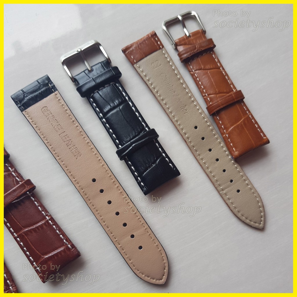 Genuine Leather Croco Kulit Tali Jam Strap Watch 18mm 20mm 22mm Cokelat 18 20