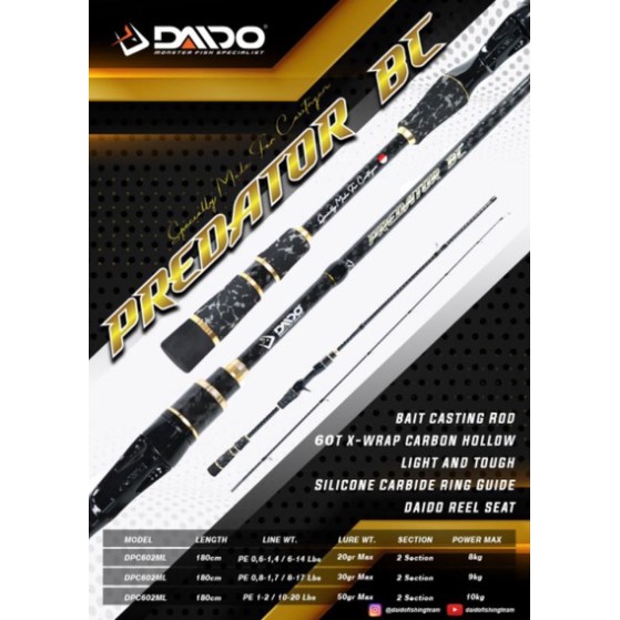 Joran Daido Predator BC Bait Casting / spining Predator 4-12 6-14 7-15 8-17 10-20 LB free pipa READY