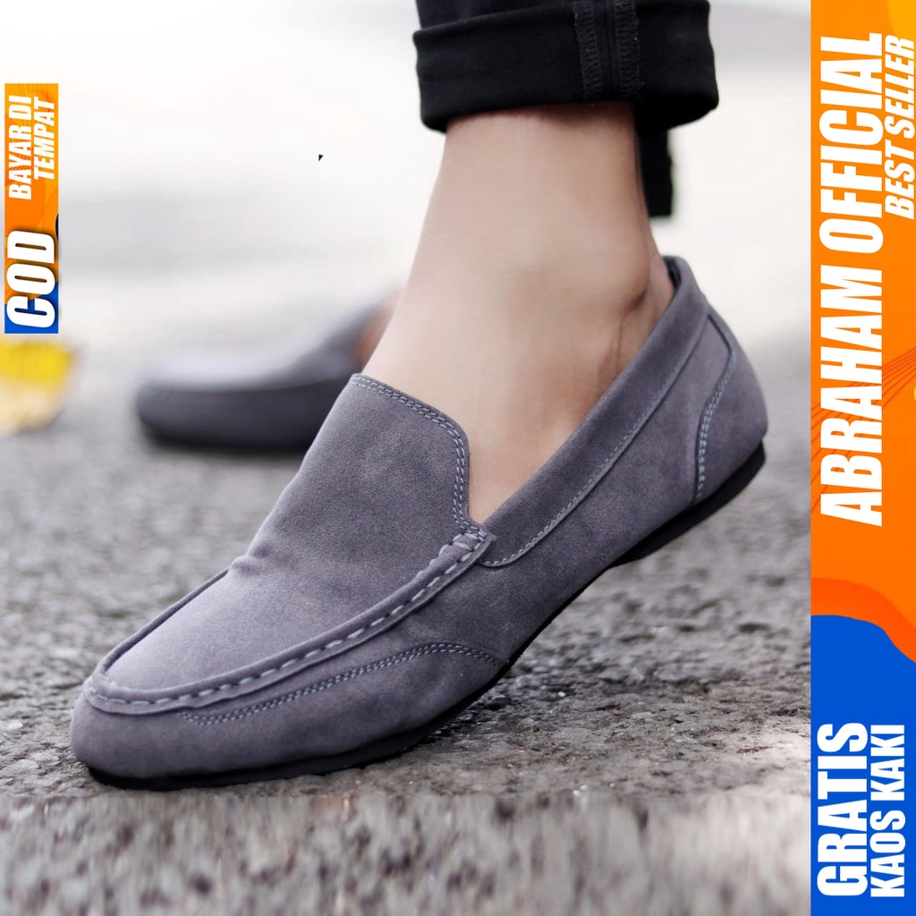 ABRHM x MODNEX Sepatu Casual Slip On Kulit Sintetis Kasual Formal Pria Santai Kerja Kuliah Anti Slip Original