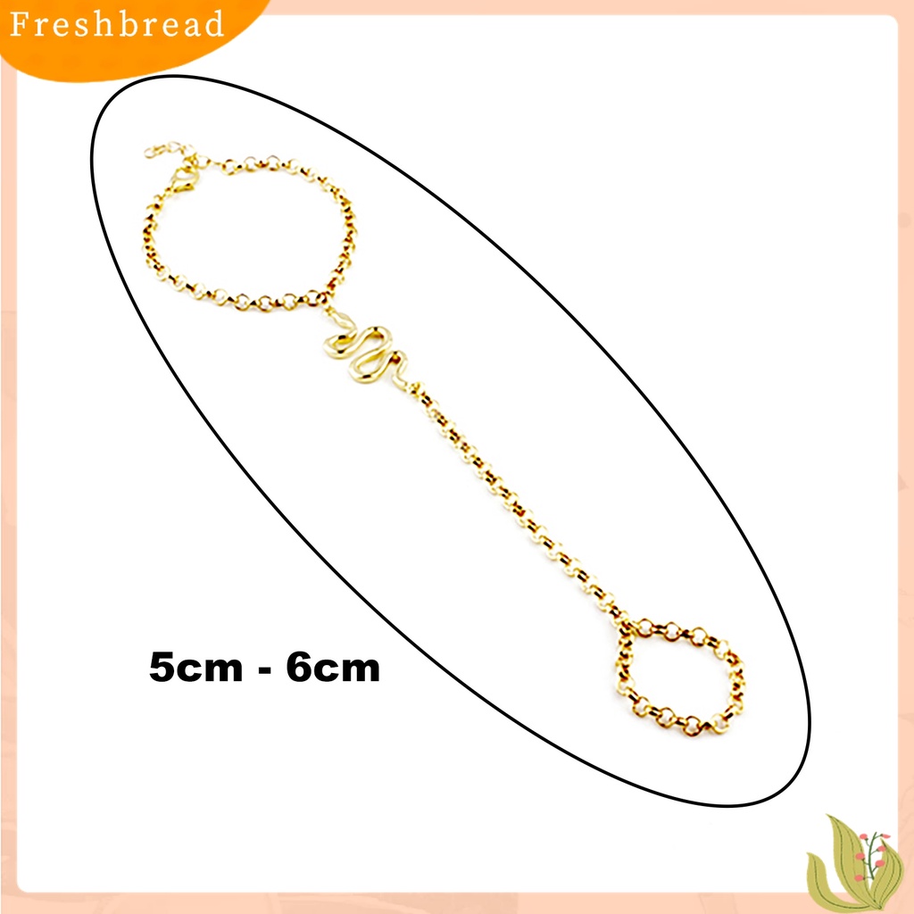 [Fresh] Gelang Tangan Kait Cincin Harness Motif Ular Simple Bahan Metal Warna Gold untuk Wanita