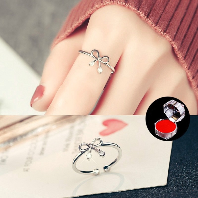 Terbaru Korea Cincin Perak Disesuaikan Wanita Cicin Tunangan Ring Berlian Dering Kasual