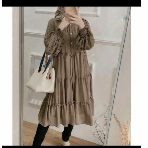 SHERLY TUNIK MOTIF POLKADOT BUSUI FRIENDLY ATASAN BAJU TUNIK WANITA