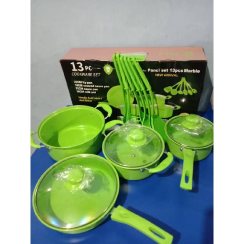 COOKWARE 13PCS ALAT MASAK 13 PIECES PAKET WAJAN SPATULA KOMPLIT WARNA-6