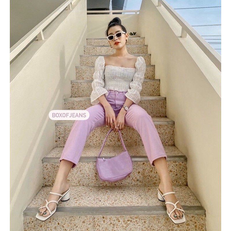 CELANA BOYFRIEND LILAC JEANS WANITA