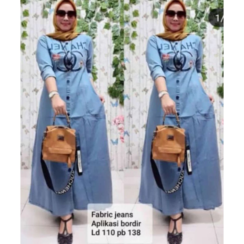 GAMIS LEVIS WANITA_ LEVIS POLO _ BAHAN JEANS _GAMIS JEANS  MODEL TERBARU _ GAMIS JEANS TERLARIS