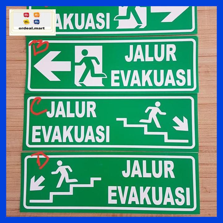 

6Rtiut7- Sign Label Sticker Jalur Evakuasi Tangga Kiri Kanan Tangga 30X10 K3 5Ea5W5-
