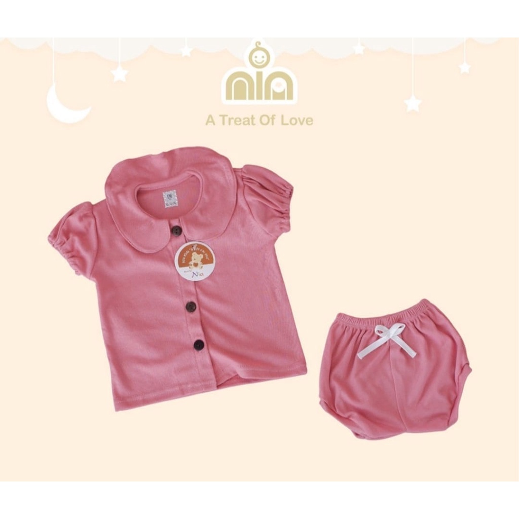 Setelan Baju Bayi 3-6 Bulan Motif Polos Setelan Nia Bee Girl