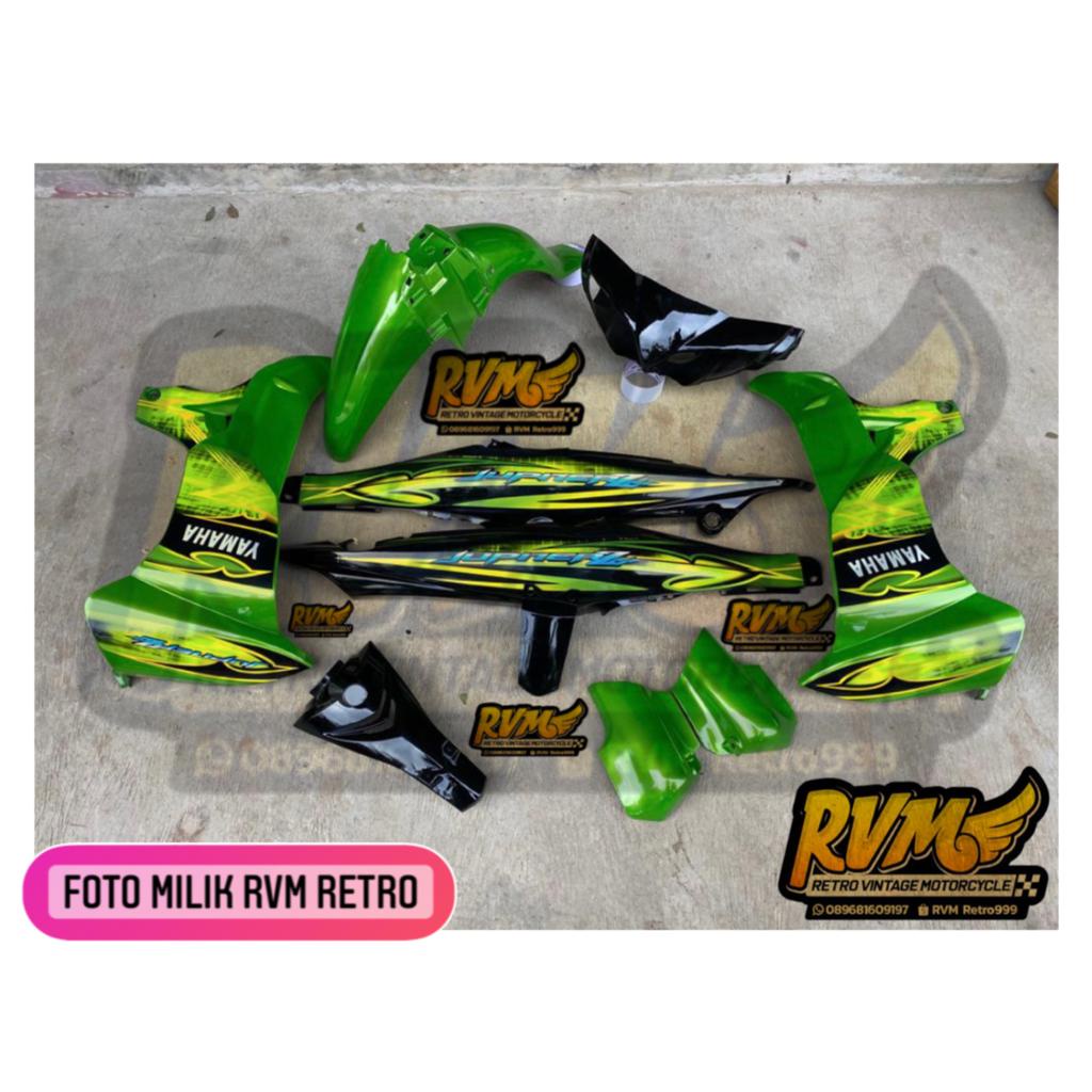 Full body halus Full body motor Yamaha Jupiter Z burhan Hitam hijau set striping Jupiter z hijau