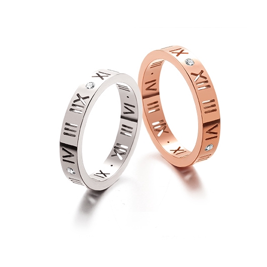 Cincin Pasangan Bahan Titanium Steel Warna Rose Gold Untuk Unisex