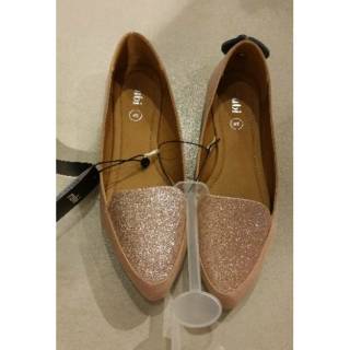 FLAT SHOES  RUBI  PETA POINT LOAFERS dark blush gliter 