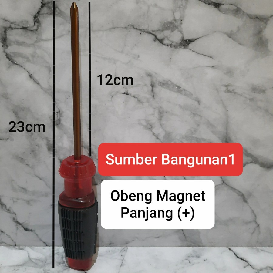 Obeng Magnet panjang kembang + anti slip besar
