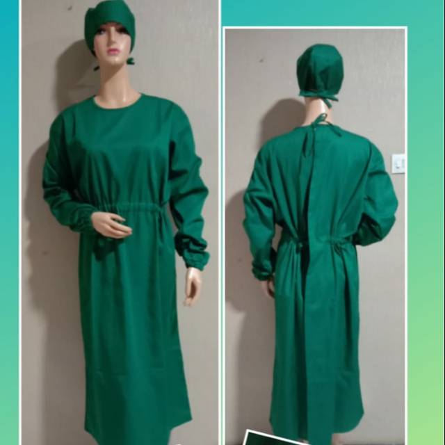 Gaun bedah jubah operasi surgical gown plus tutup kepala