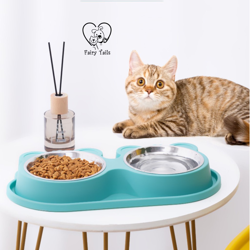 Mangkok Tempat Makan dan Minum Ganda Stainless Steel Anti-Tumpah dan Anti-Semut Untuk Kucing dan Anjing | Double Stainless Steel Food Bowl