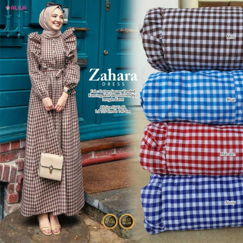 ZAHARA DRESS BY ALILA / DRESS KATUN / DRESS KOTAK / DRESS RAMPEL / DRESS MURAH