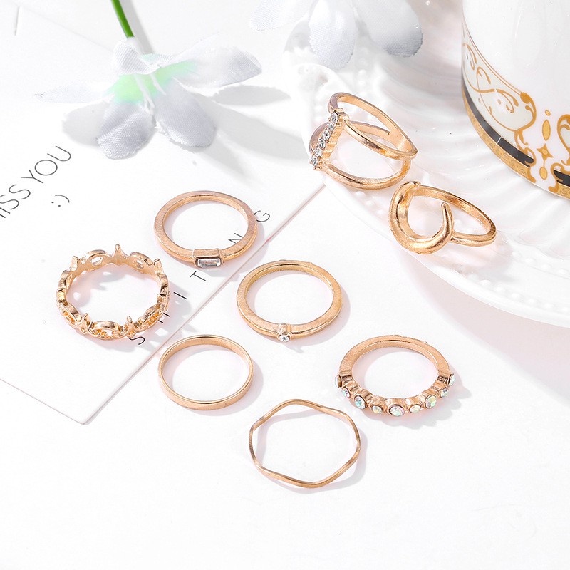 11pcs/set 8pcs/set Cincin set berlian mengatur cincin kombinasi bulan kreatif yang terdiri