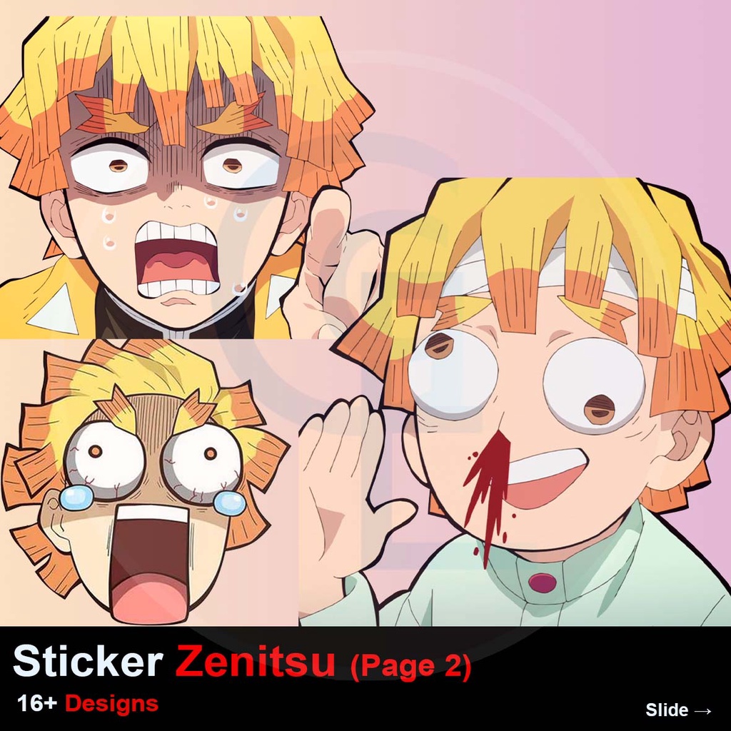 Stiker Anime Demon Slayer Zenitsu Tumblr Bom Laptop Helm Hp Kawaii