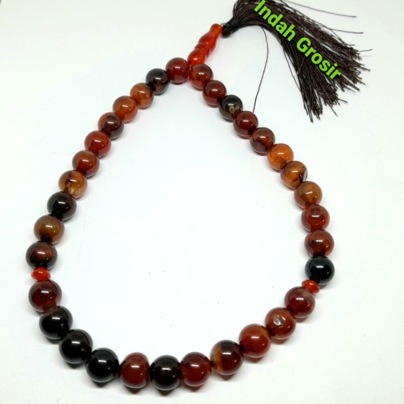 TASBIH BATU AKIK SULAIMAN MADU 33BUTIR 10MM NATURAL