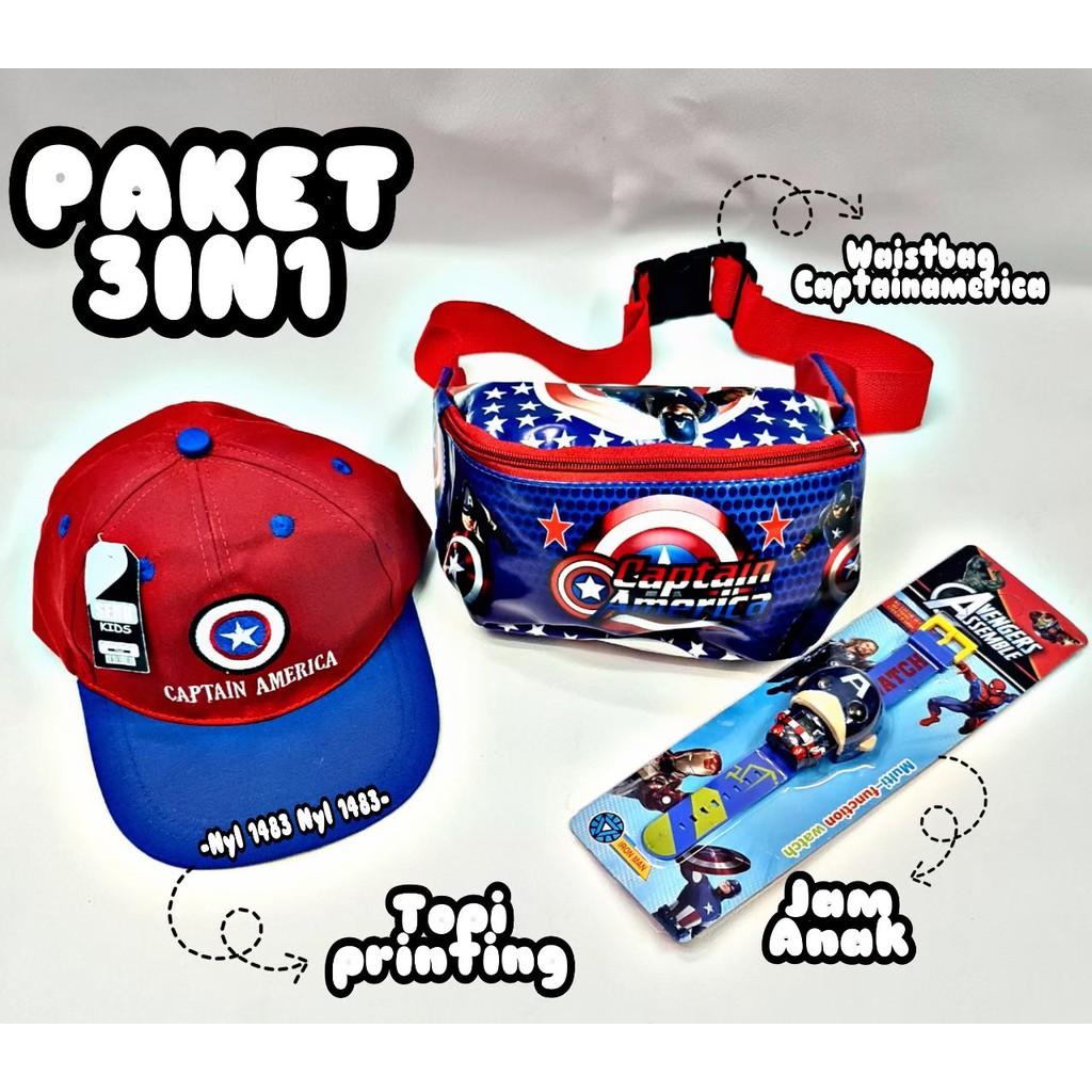 KSO_BAG -Tas Selempang WaistBag Anak Laki-Laki 3In1 Termurah Carakter Super Hero Lucu Korea Style