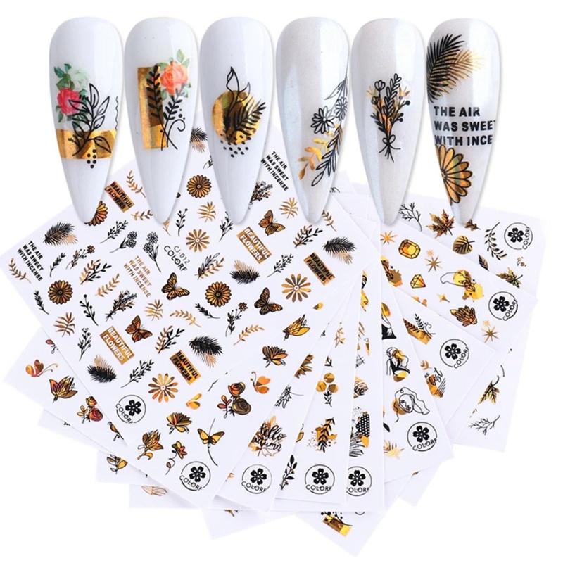 Siy Stiker Kuku Motif Daun Musim Gugur Untuk Dekorasi Nail Art