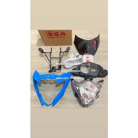 PAKET BATOK LAMPU HEADLAMP BIRU MUDA FULL SET SATRIA FU 150 FACELIFT ASLI SGP