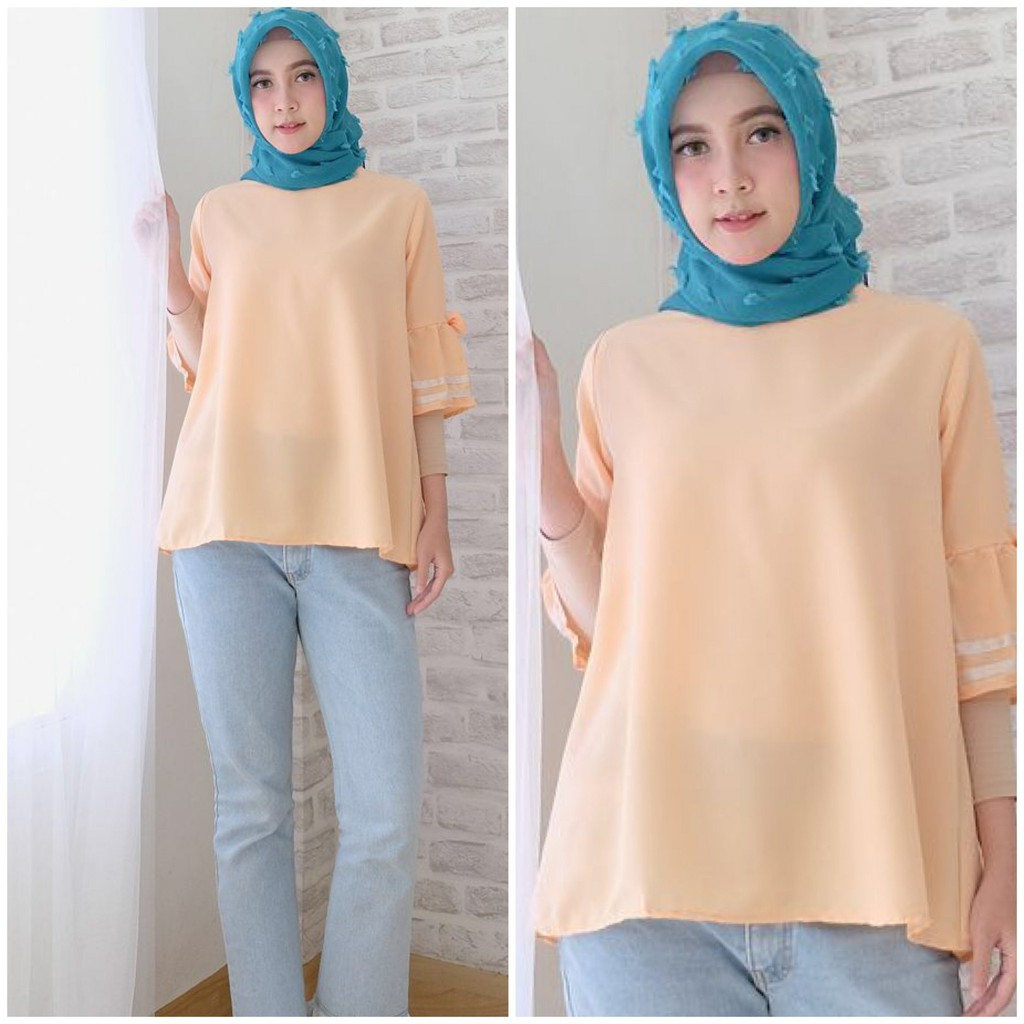 018 RIANA BLOUSE # Pakaian Wanita Dewasa  Gaya Kekinian Baru Murah Grosir Tanah Abang