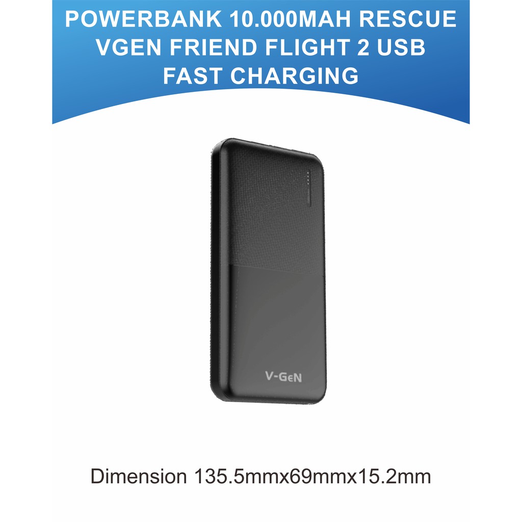 POWERBANK V-GEN V10K-20 RESCUE 10.000MAH LED 2 USB SUPPORT TYPE C