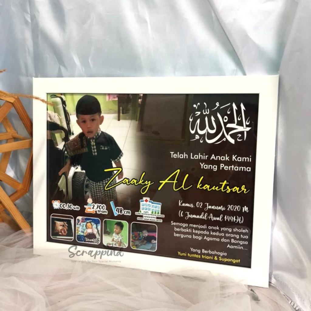 Cetak Foto Biodata Bayi Uk. 30x40cm Free Desain Custom