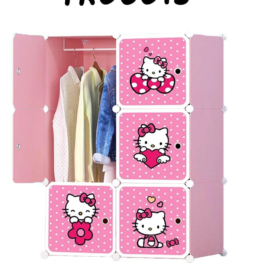HOT SALE|SQ29|TURUN HARGA Lemari Pakaian Plastik Portable Doraemon Hellokitty Keropi 6 Pintu Import 