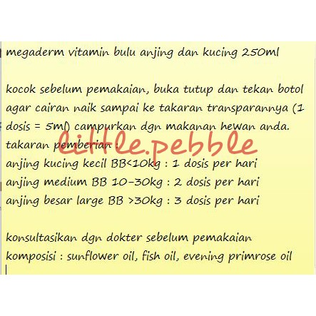 Megaderm Vitamin Bulu Kulit Anjing Kucing Virbac Dog Cat 250ml