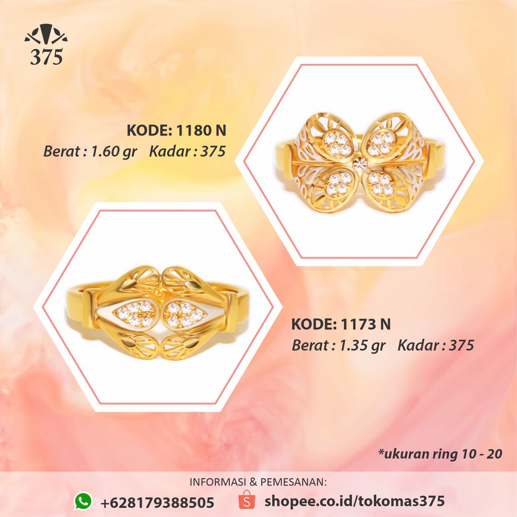 TM375 CINCIN EMAS ASLI VARIASI TERBARU KUPU