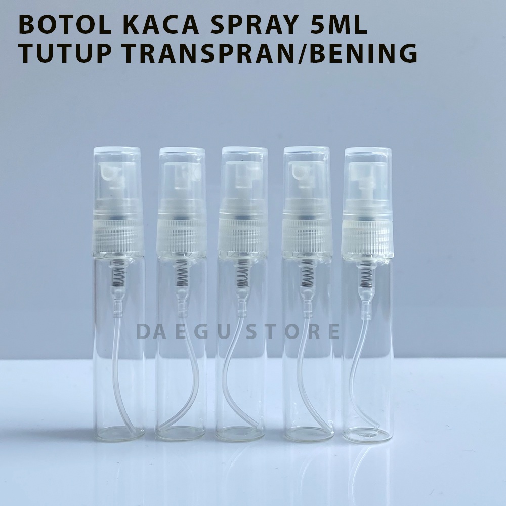 Botol Spray Kaca 5ml Parfum Refill Vial Travel Size Tutup Transparan