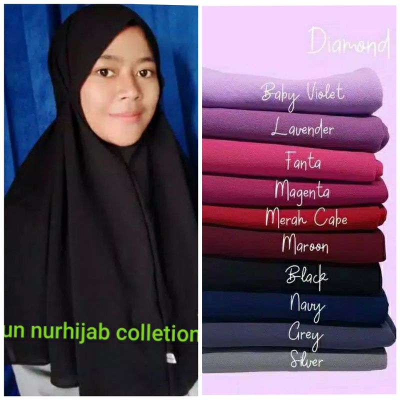 Bergo maryam original/Bergo tali/bergo diamond italiano strecth