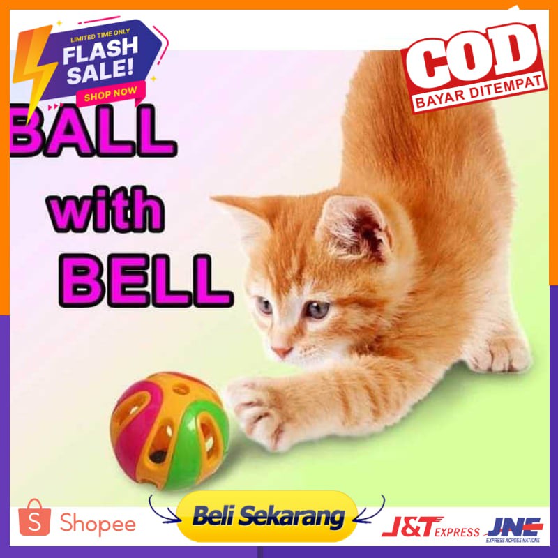 Mainan Hewan Bola Lonceng - Anjing Kucing Hamster - Medium