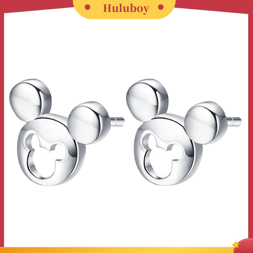 Hu Hu Hu Hu Hu Alat Bantu Pasang Kacamata♡ Anting Tusuk Model Hollow Bentuk Mickey Mouse Untuk Wanita