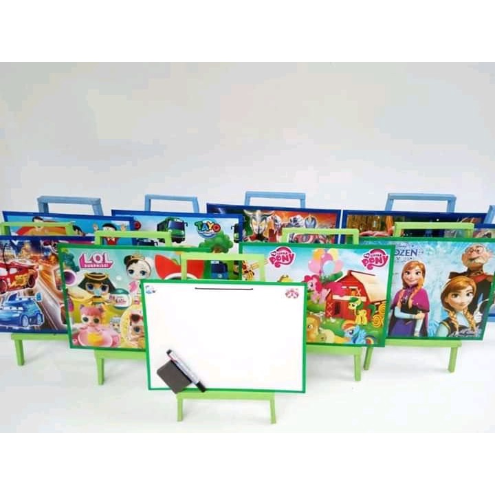 papan tulis anak pakai penyangga 30x40/white board-papan tulis bisa dihapus