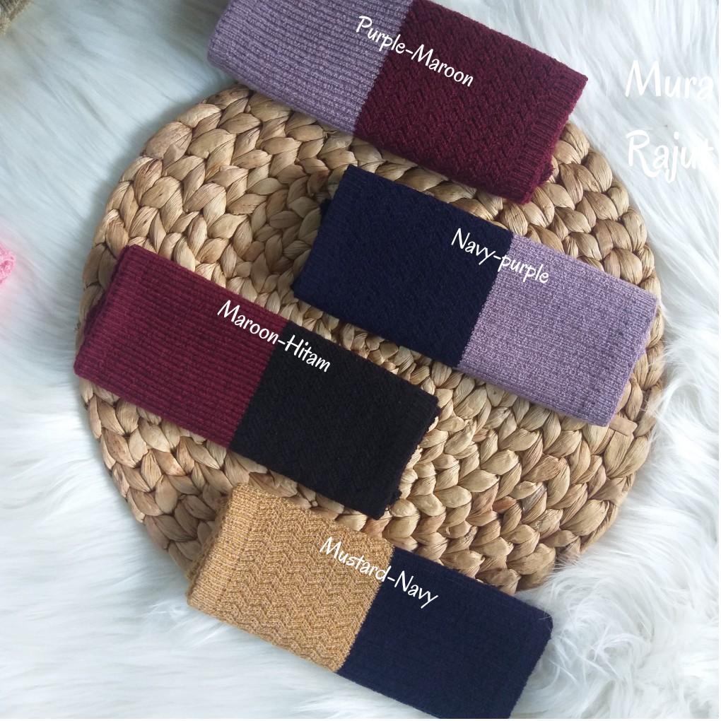 Ciput Rajut Inner Bandana Anysa Premium Microfiber 2 Motif 2 Warna Awet Anti Melar