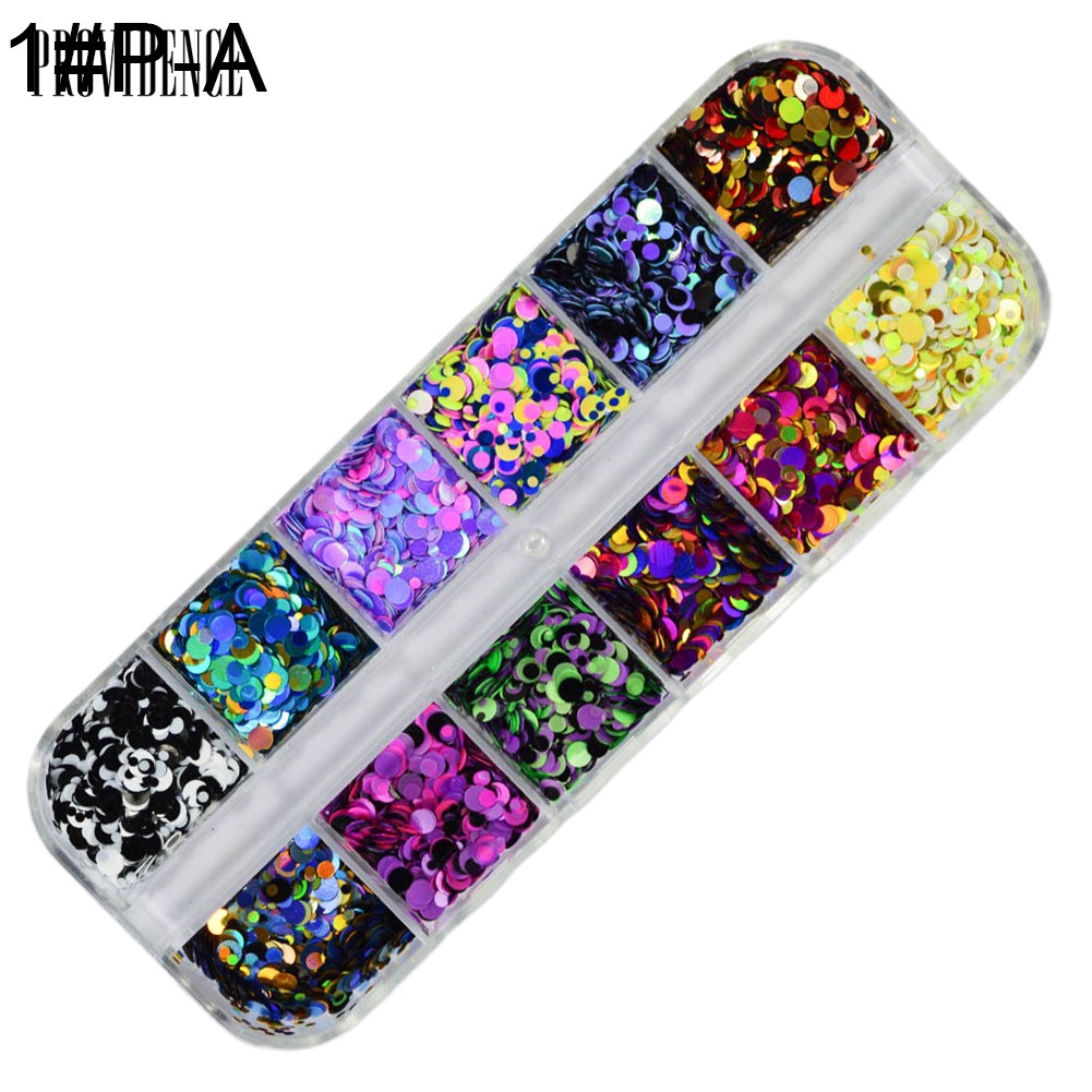 Providence 12 Grid Glitter Mixed Mirror Round Nail Art Sequins DIY Manicureation