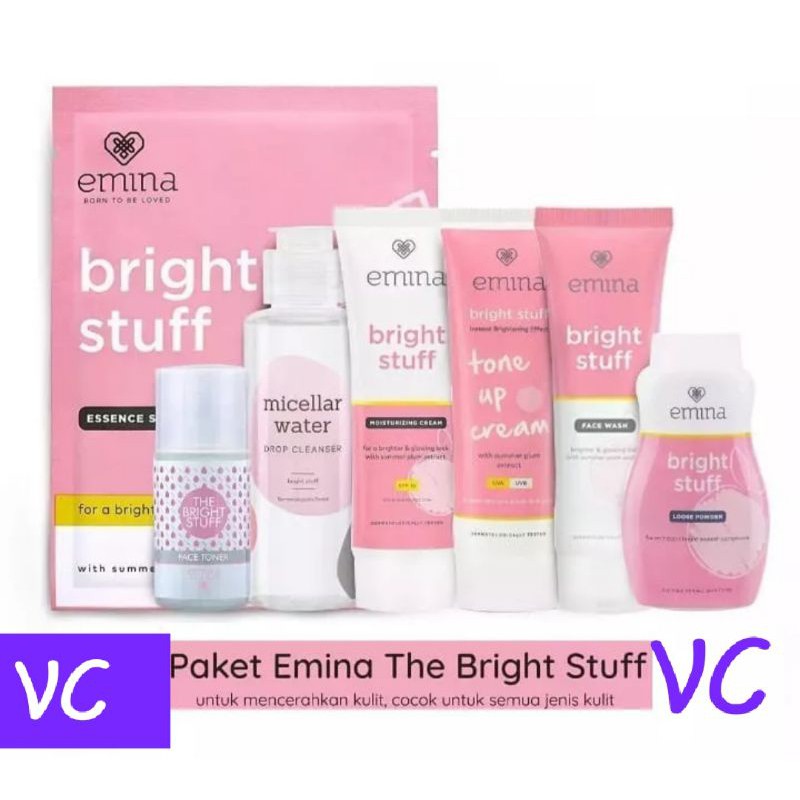 (BISA COD)EMINA BRIGHT STUFF PAKET GLOWING ISI 7